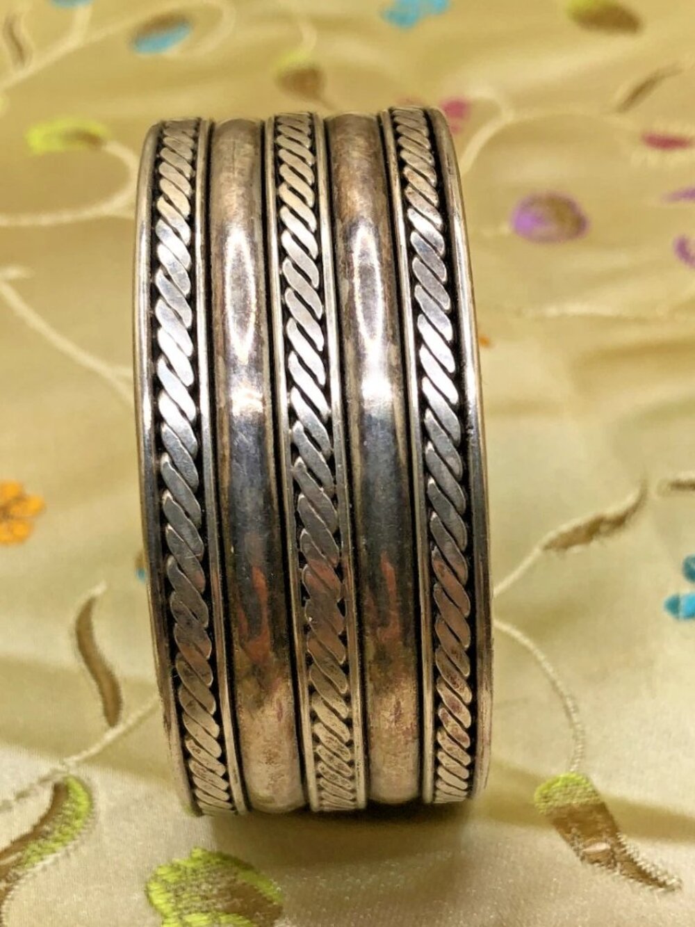Sterling Silver 925 BA SUARTI BALI INDONESIA Braided Woven Cuff Bracelet, 5 rows